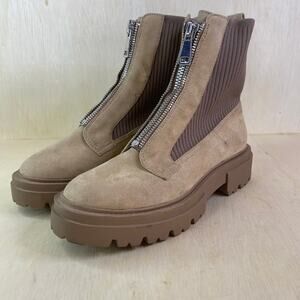 Steven by Steve Madden Aliyah Casual Tan Zip Up Sock Combat Boots Shoes 5.5M